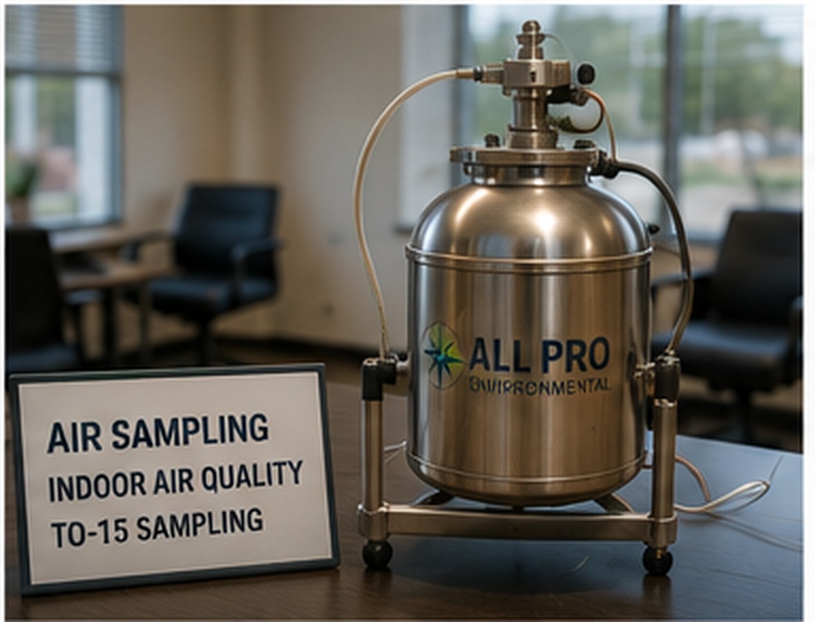 Indoor air quality and TO-15 air sampling services using Summa canister equipment by All Pro Environmental.