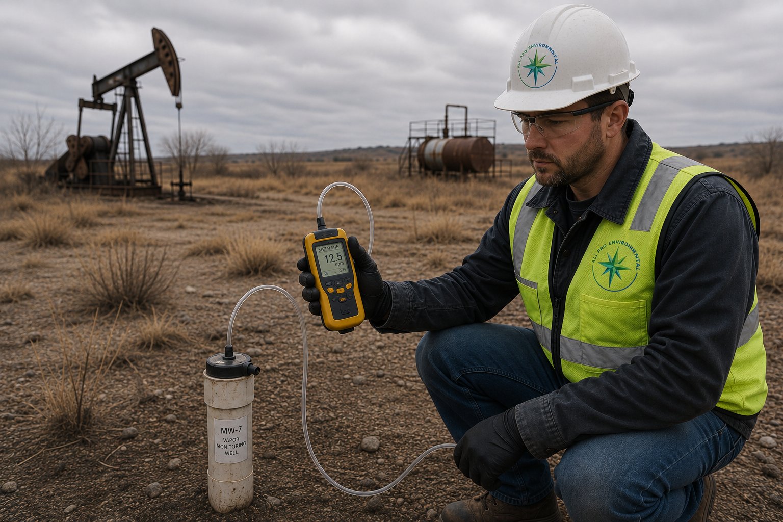 Methane testing and soil gas survey performed by All Pro Environmental in Southern California.